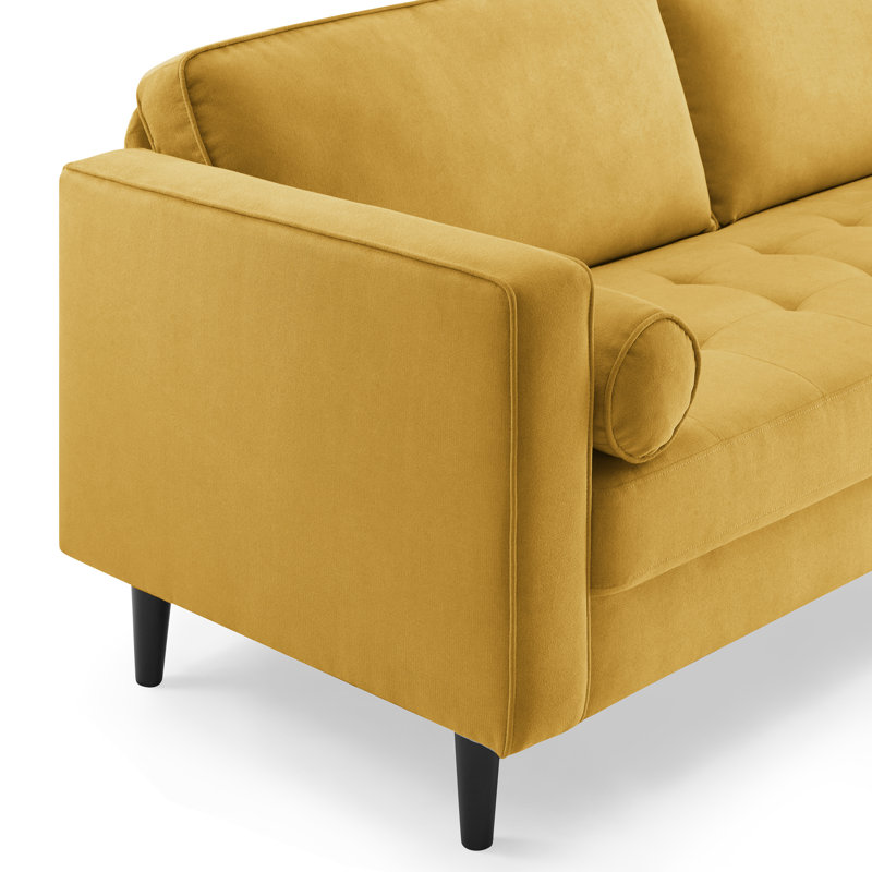 Jeses 207Cm Square Arms Sofa, Yellow Polyester Blend