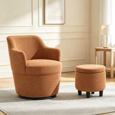 360 Modern Swivel Barrel Chair with Ottoman