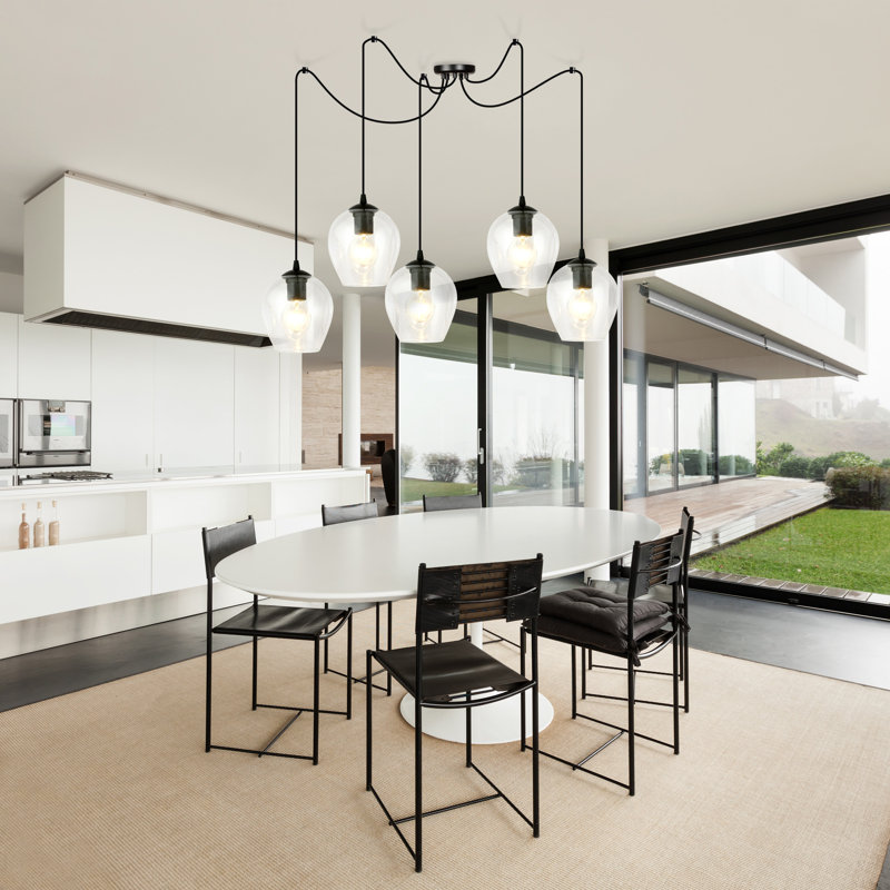 Cadge 5 - Light Black Cluster Pendant, Transparent