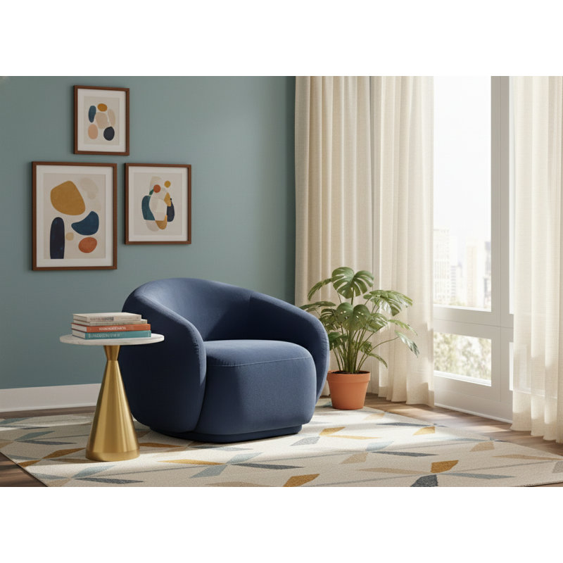 Chaise en velours Emery, Velours bleu marine