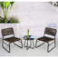 Ensemble de meubles de patio 3 pièces: table ronde élégante avec chaises en PE, noir / noir Moderne: rouille, acier, respirant, noir / brun