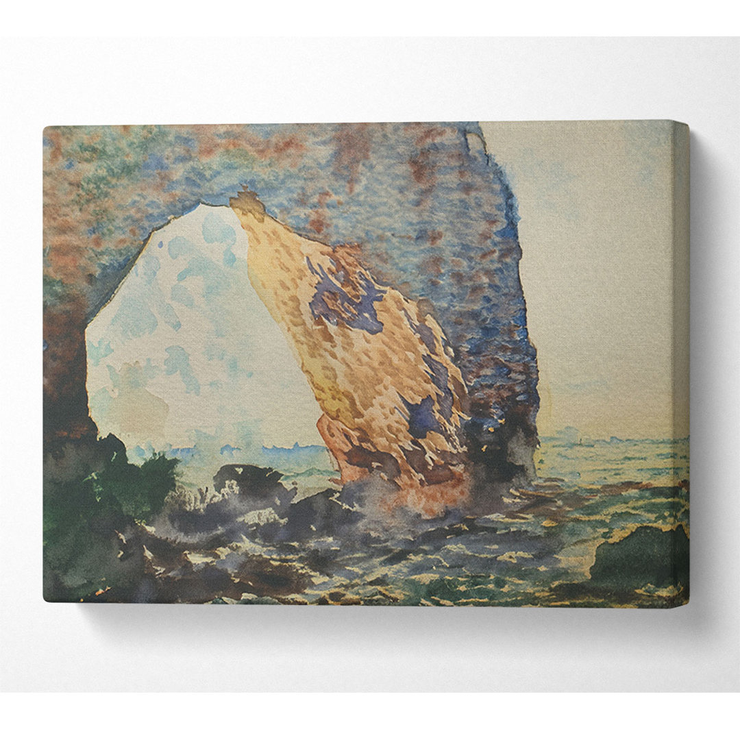 Monet Die felsigen Klippen von Etretat La Porte Man 1 - Leinwanddrucke auf Leinwand