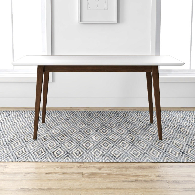 Aaban Solid Wood Dining Table, White, 29.5" H x 63" L x 35.5" W