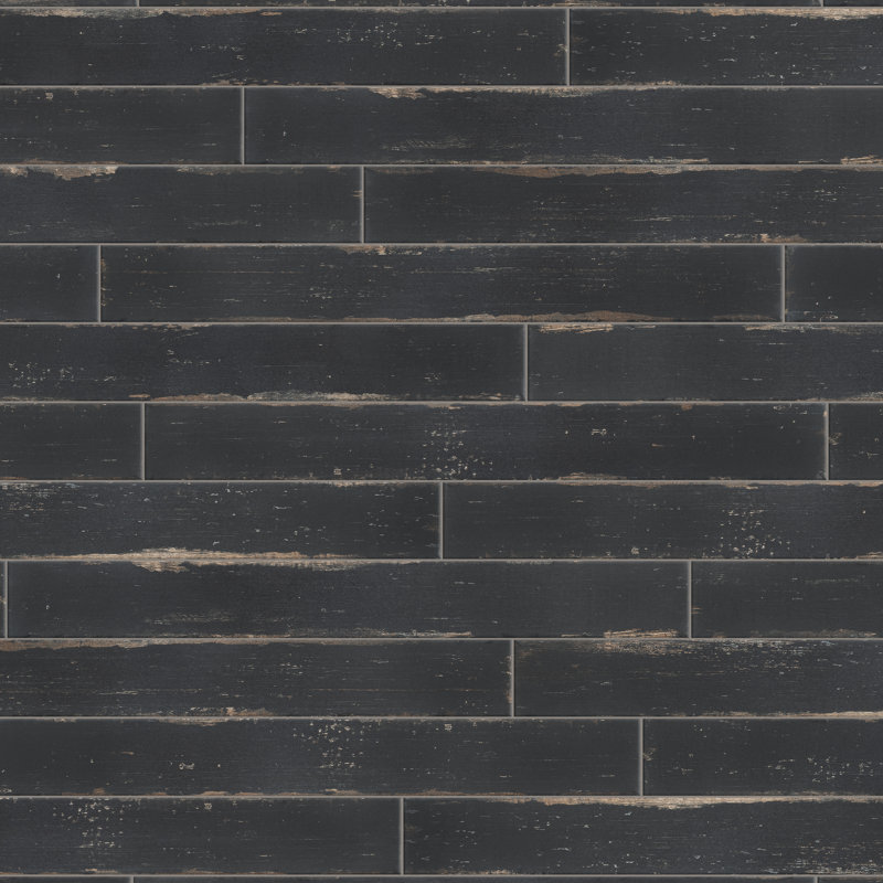 Retro 3" x 24" Porcelain Wood Look Wall & Floor Tile, Black