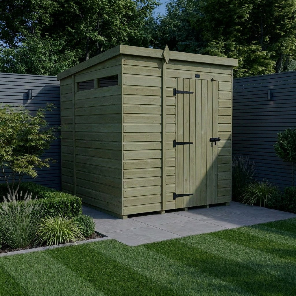 Total Sheds 6ft x 6ft Security Pent Shed - Heavy-Duty Hasp Staple Anti-Tamper - Pressure Treated Timber - UK Manufactured