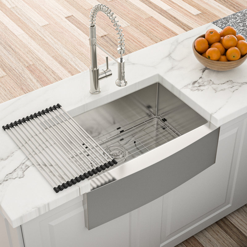 27 Inch Kitchen Sink, Stainless Steel 16G T304, Design, 10" Deep Basin, Condensation Pad, 27"X21"X10 10 27"X21"X10", 16 Gauge R10 Corner, Soundproofing