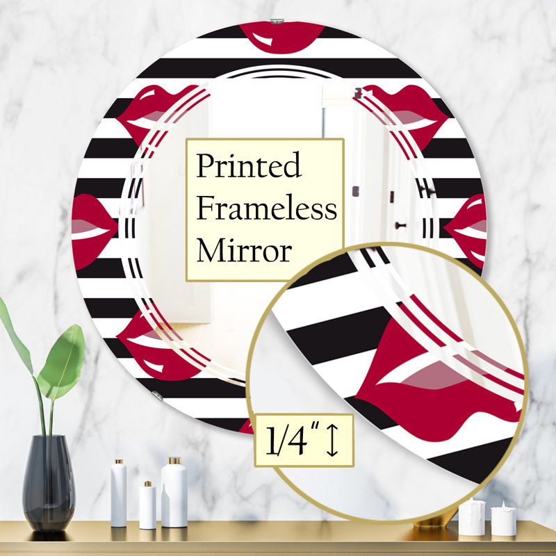 Miroir mural moderne sans cadre à motif de mode triple c lèvres, 31,5 po x 31,5 po