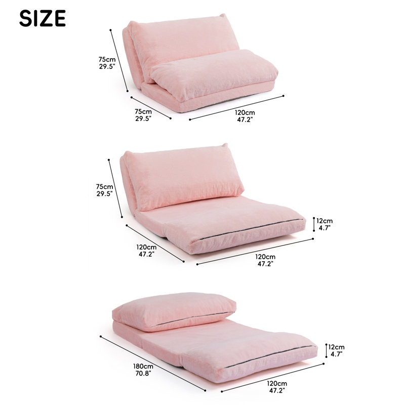 Bean Bag Lounger, 30" H x 47.2" W x 30" D, Faux Fur Pink