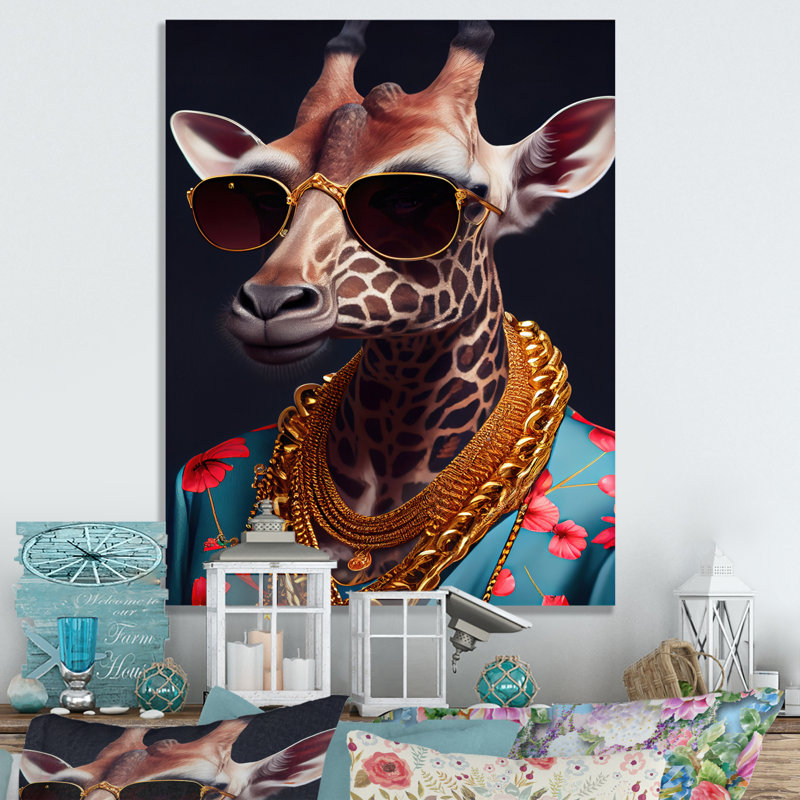 Photoréaliste de girafe I - décoration murale animal rigolo en métal, H 40 po x l 30 po x P 1 po