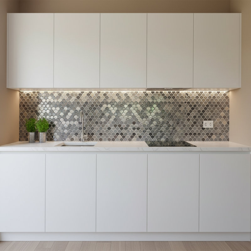 Augusta 10" x 10" Glass Fish Scale Mosaic Wall & Floor Tile