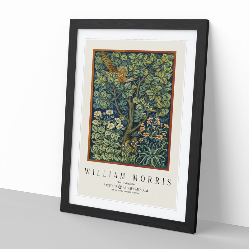 Cock Pheasant by William Morris - Framed Print, 48cm H x 36cm W x 2cm D, Black