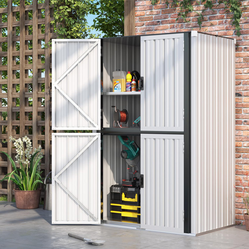 Remise de rangement d'extérieur imperméable avec tablettes, Gris