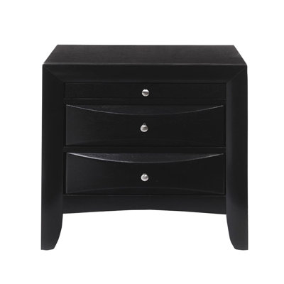 2 Drawers And 1 Tray Bedroom Nightstand In Black Simple Design With User- For Convenience