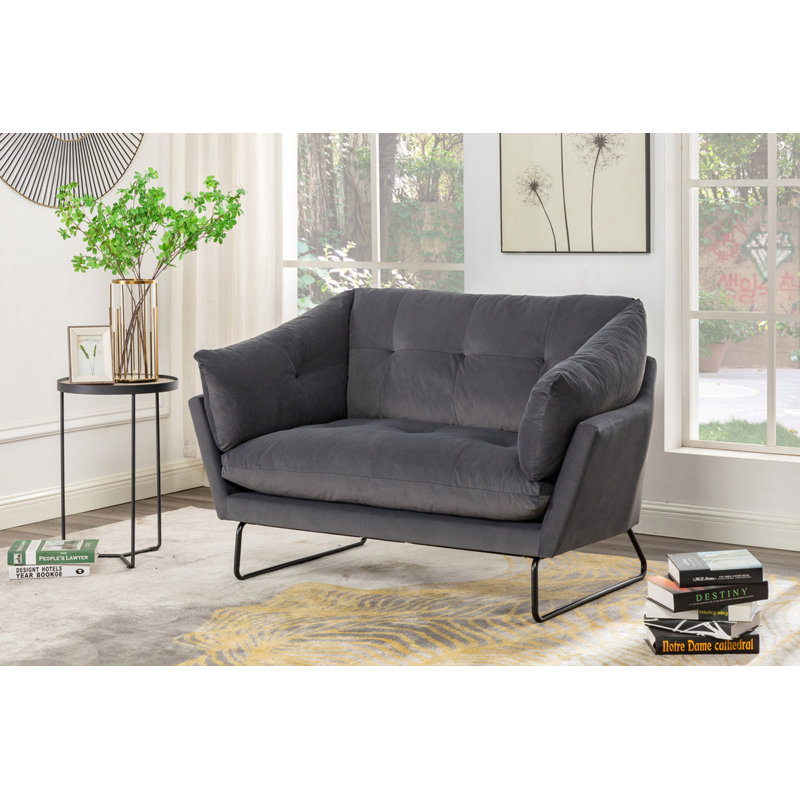 Causeuse contemporaine en velours gris foncé Karla