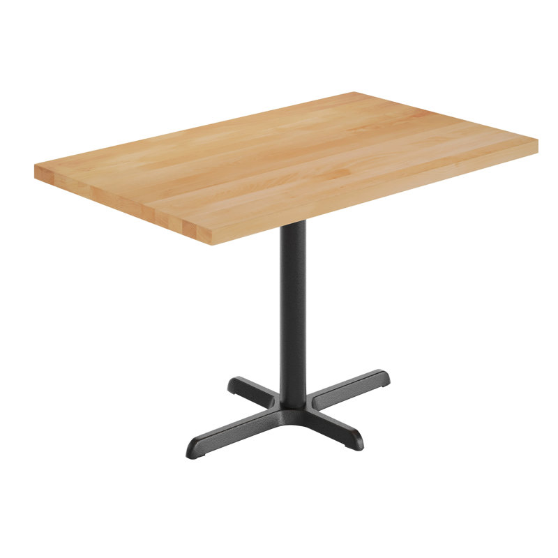 Plateau de table rectangulaire en bois massif avec base en X, Bois naturel, H 29,5 po x L 48 po x l 30 po, Noir