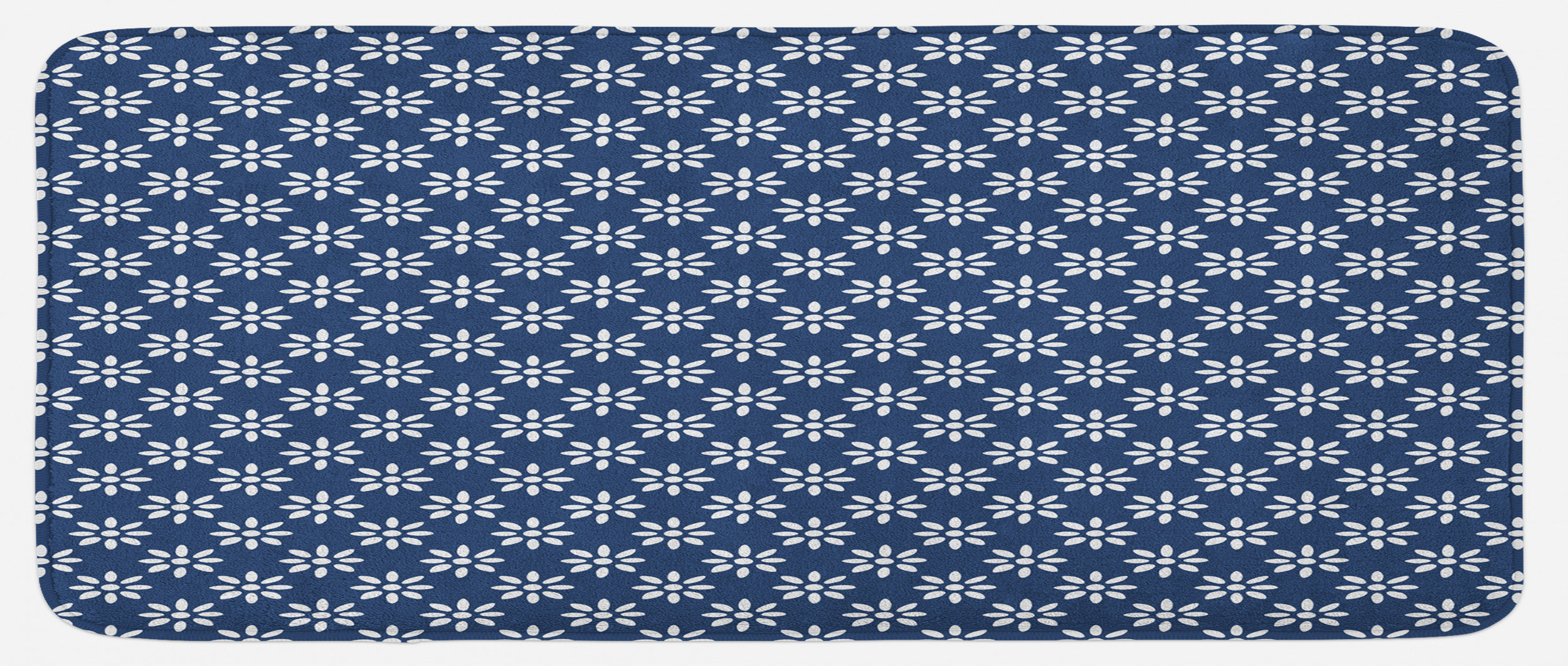 East Urban Home Greek House Tile Inspired Image Spring Daisy Like Floral Details Navy Blue And ...