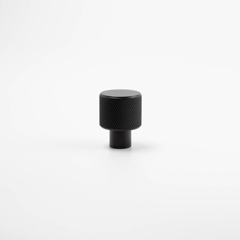 Poignée de meuble ronde moletée ROUS - poignée de tiroir en aluminium massif, finition mate, 1 compte, gris anthracite