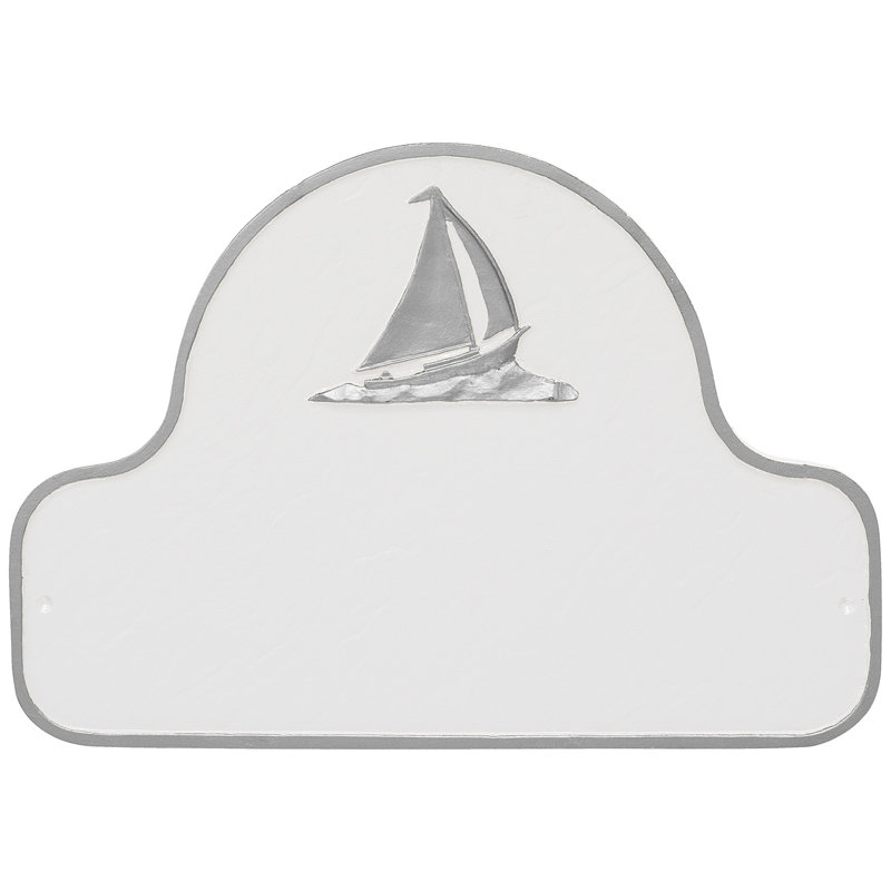 Plaque d'adresse voilier voilier, Blanc / argenté