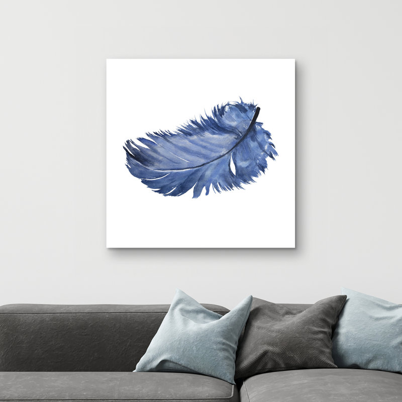 Watercolor feather - 32"x32" art on canvas