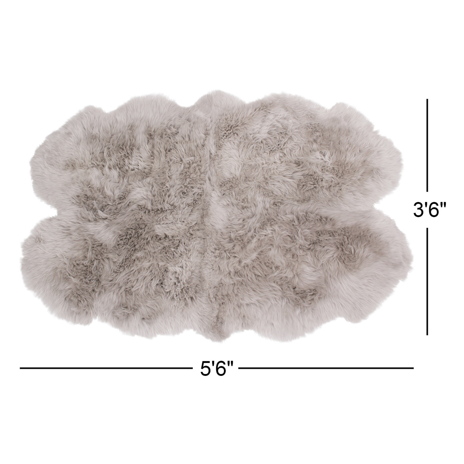 Kowal Sheepskin Chateau Gray Rug, Novelty 3'6" x 5'6"