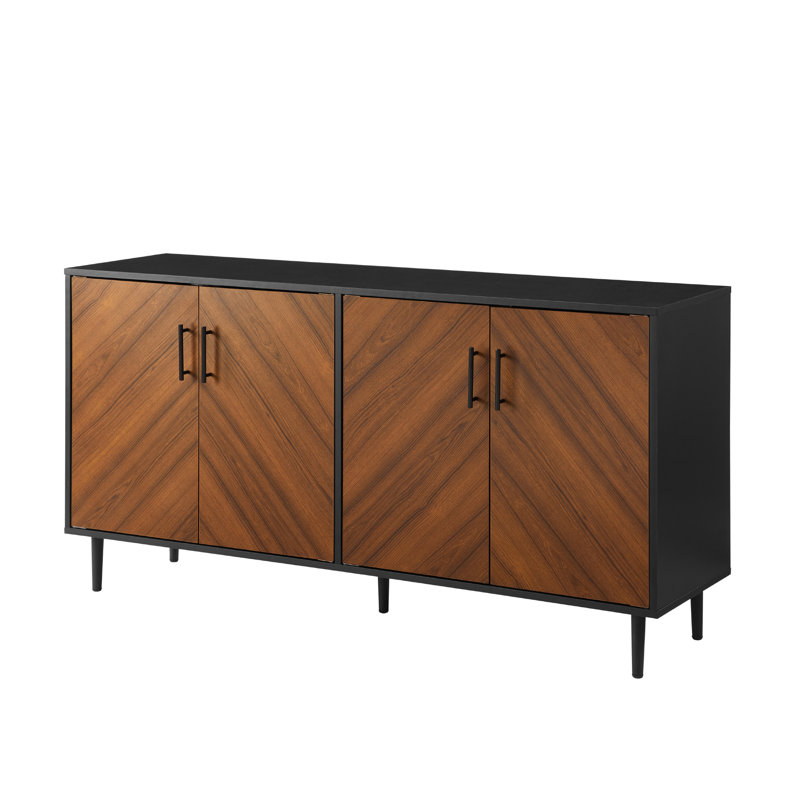 Aminatou 58" Wide 4-Door Sideboard, Acorn/Black