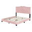 Lit plateforme tapissier rose grand format - Velours moderne avec tête de lit et cadre de rivets
