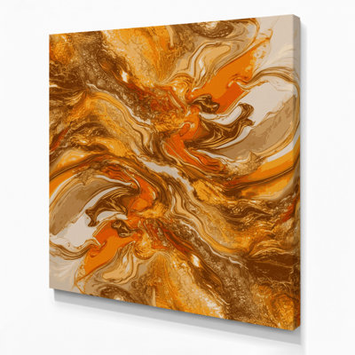 Abstrait art fluide sur toile brune 9