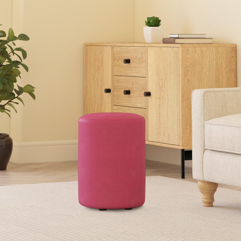 Faux Leather Round Stool Seating , Blossom Pink