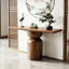 Console brune simple de style Wabi-sabi.-129993021