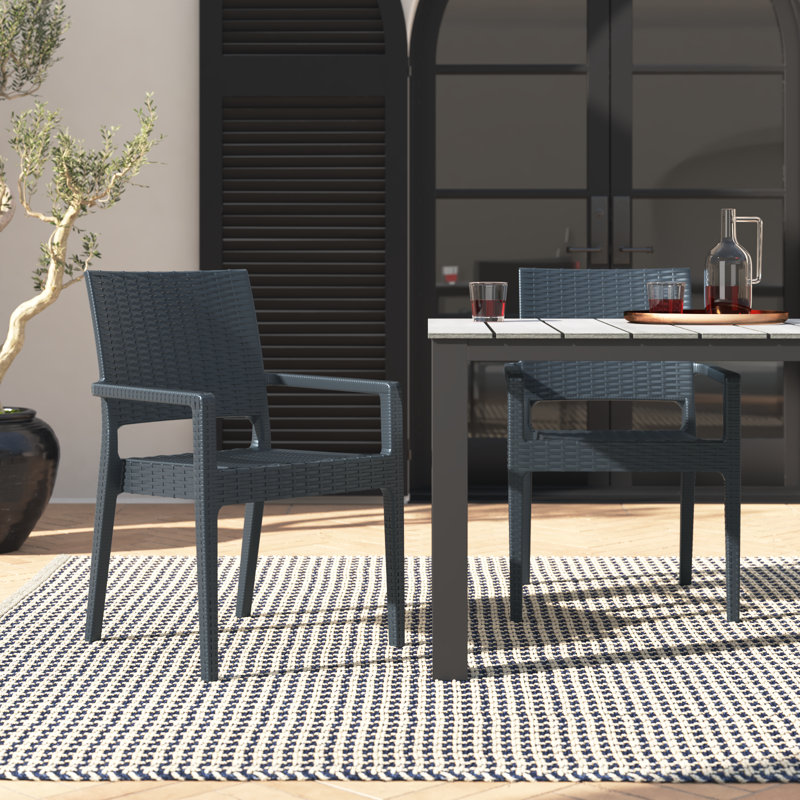 Hela Stacking Patio Dining Armchair, Dark Gray