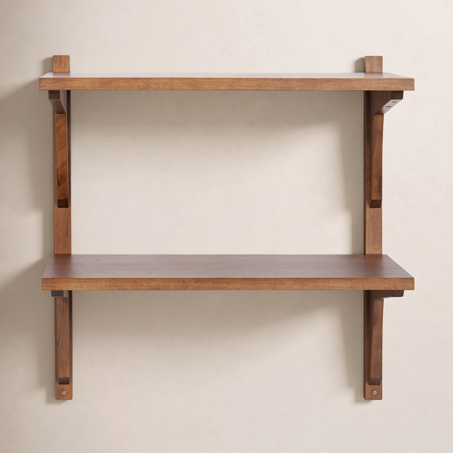 24" Solid Wood Tiered Accent Shelf, Brown
