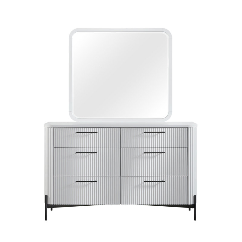 Commode 6 tiroirs pour chambre à coucher, Blanc