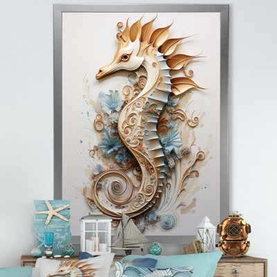 Hippocampe magique beige I sur toile