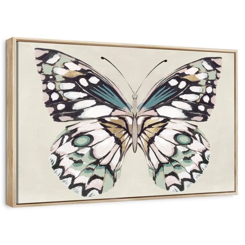 Baiser de papillon I, Cadre flottant en bois naturel, 40 po x 27 po
