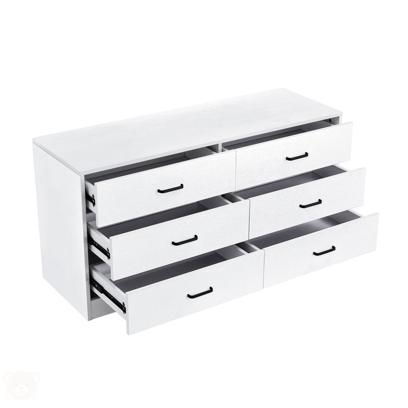 Commode double à 6 tiroirs l 47,24 po Wia, Blanc