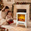 HOMCOM 37 cm W White Electric Fireplace