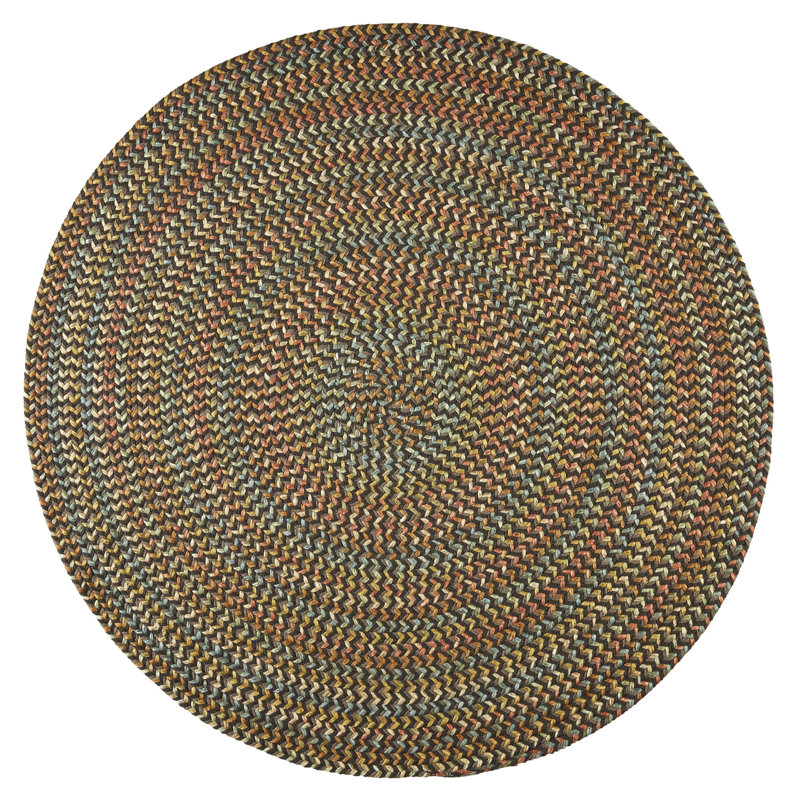 Tapis intérieur / extérieur velours brun / bleu / orange Jopling, Rond 4 pi
