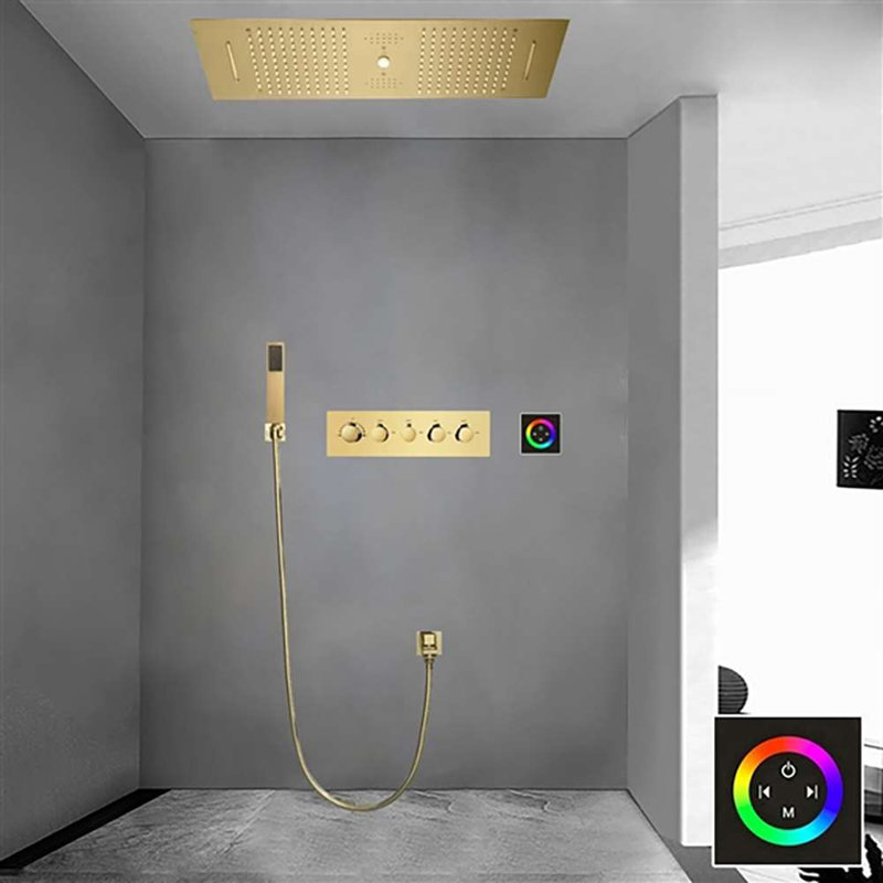Système de douche à pluie et cascade à commande tactile thermostatique à contrôle tactile BathSelect Florence