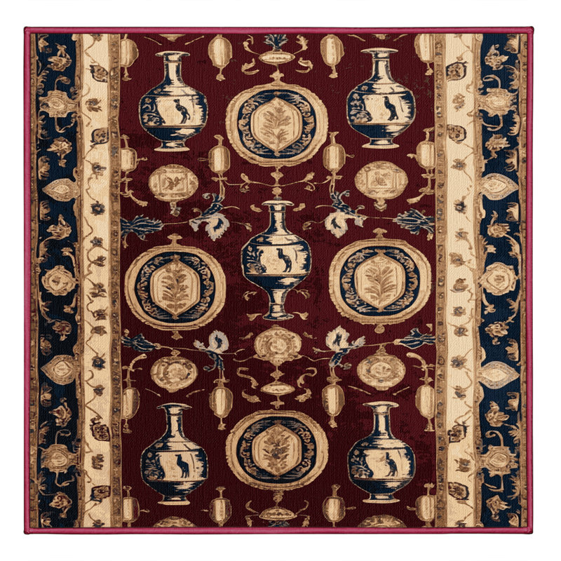 Tapis rouge français lavable à la machine, Carré 4 pi