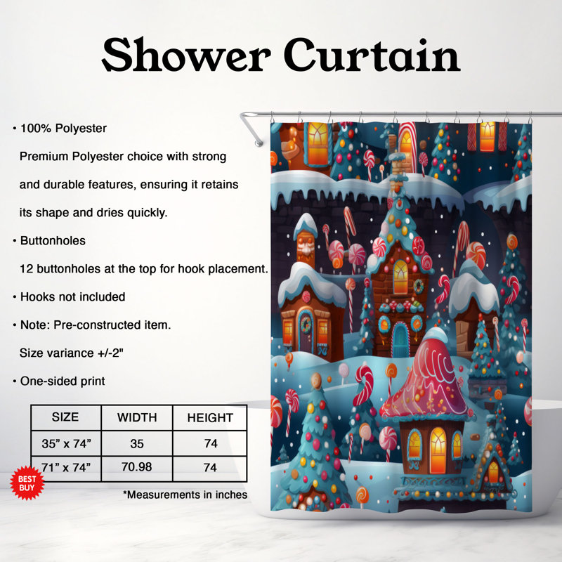 Rideau de douche Candy House - Premium, H 74 po x l 71 po