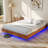 Floating Bed Frame with LED Lights, Fluted Mid Century Modern Floating Platform Bed No Box Spring Needed-1548720629