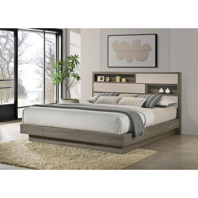 Edmondson Grey Oak Bookcase Headboard California King Bed