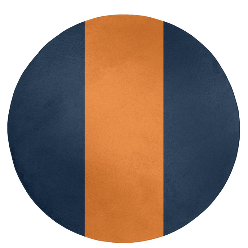 Tapis bleu/orange area, Rond 5 pi