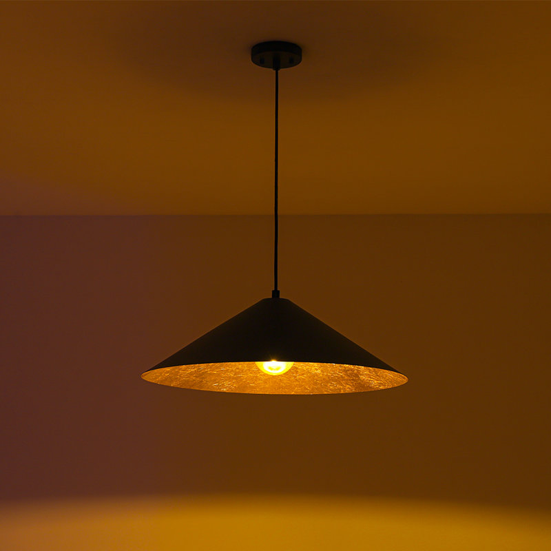 Luminaire suspendu industriel en métal surdimensionné à 1 lumière surdimensionné, H 8,5 po x l 23,6 po x P 23,6 po