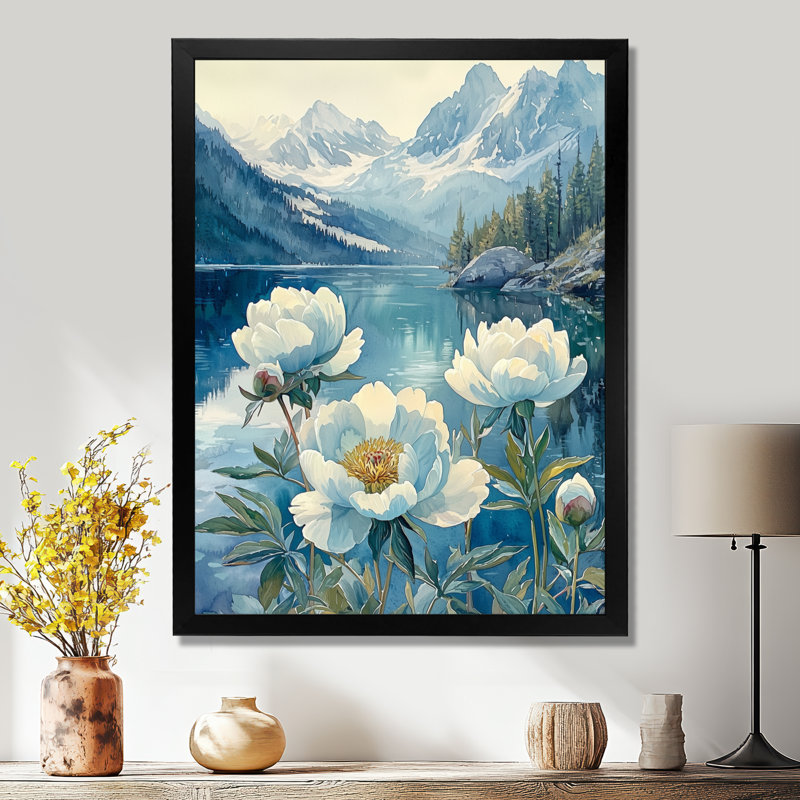 Carnahagh - Floral Wall Art, H 40 po x l 30 po, Noir, noir, noir, noir, Reproduction encadrée d'une seule photo