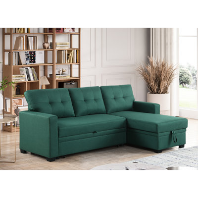 Canapé modulaire convertible à 3 places en lin avec méridienne et rangement escamotable, canapé-lit simple, coussins de dossier amovibles, rembourrage en mousse, largeur 82, profondeur 53, hauteur 34,5, largeur 151 lb, profondeur, hauteur,