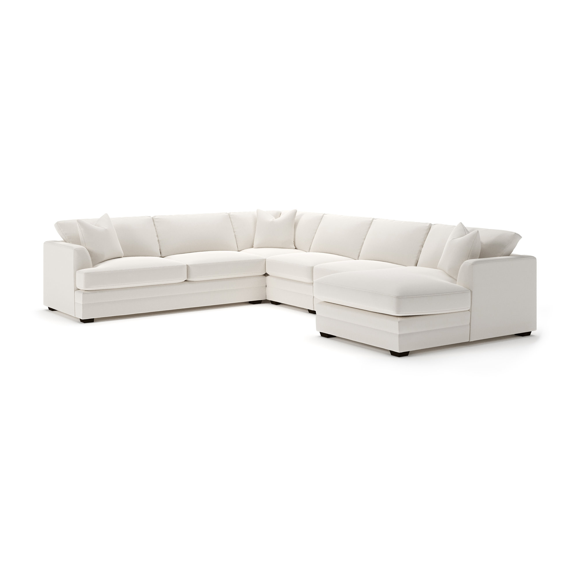 Edan 5-Piece Upholstered Sectional, Right Hand Facing, Lena Off White Performance Linen Blend