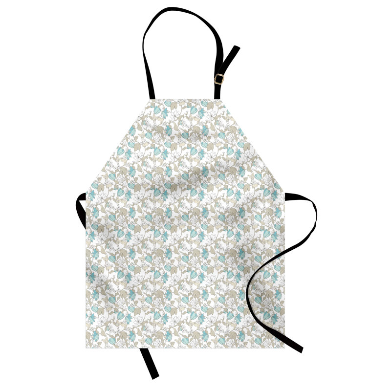 Bungalow tablier floral rose unisexe fleurs printanières tons doux taille adulte turquoise gris jaune