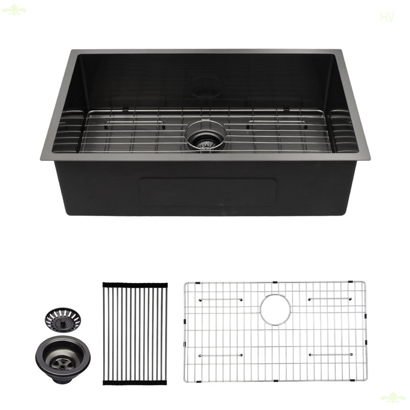 33" Kitchen Sink - 33"X 19"X 10" Undermount Singel Bowl Kitchen Basin 16 Gauge Stainless Steel With 10 Inch Deep