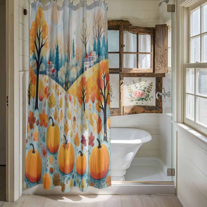 Rideau de douche standard 1 pièce Autumn View Design, H 74 po x l 71 po